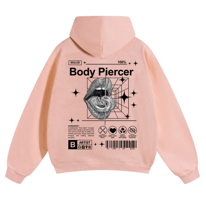 Body Piercer Casual Unisex Solid Color Hoodie wearishow