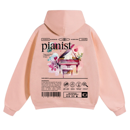 Pianist Unisex Solid Color Hoodie wearishow