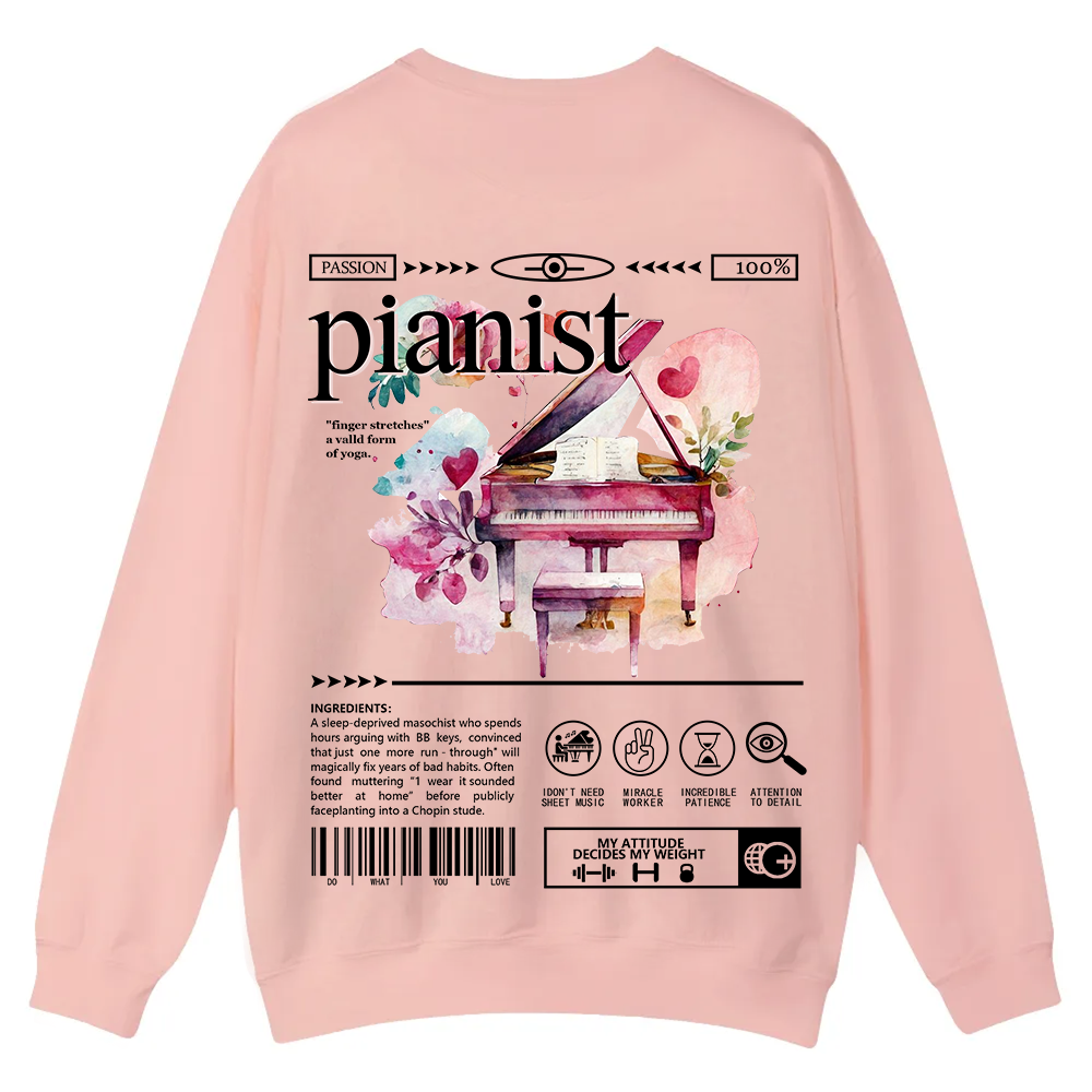 Pianist Casual Crewneck Sweatshirt wearishow