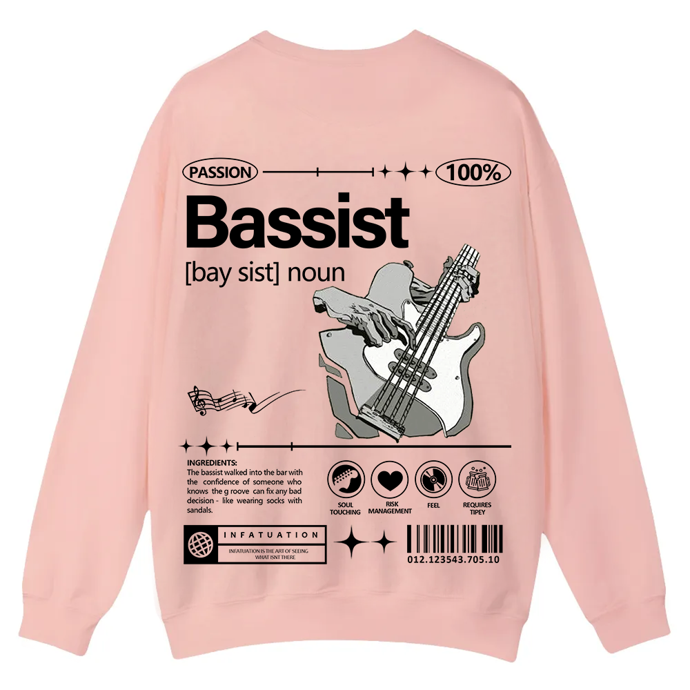 Bassist Casual Crewneck Sweatshirt wearishow