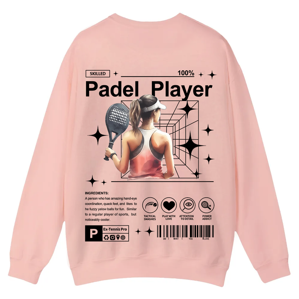 Padel Player Casual Crewneck Sweatshirt wearishow