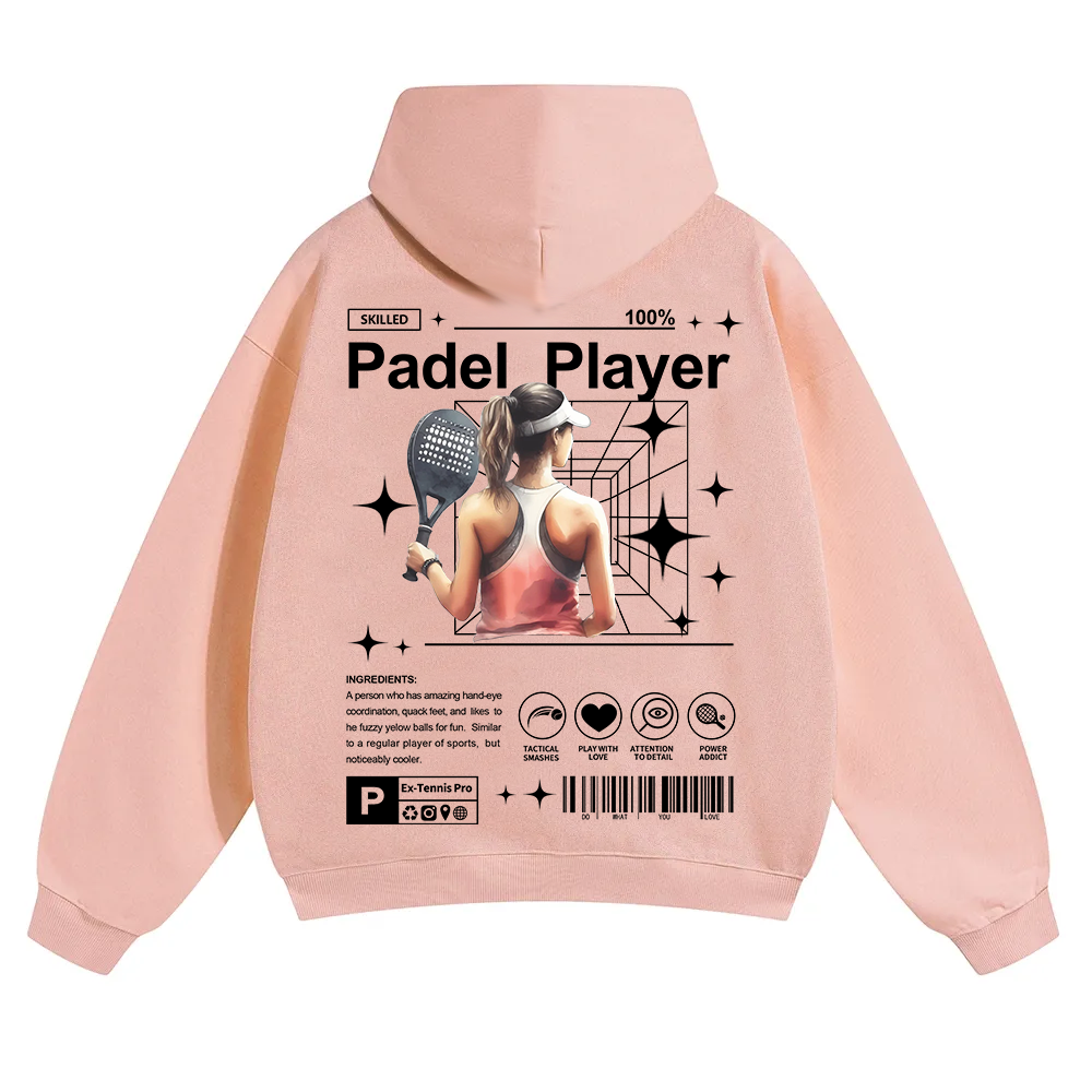 Padel Player Unisex Solid Color Hoodie wearishow