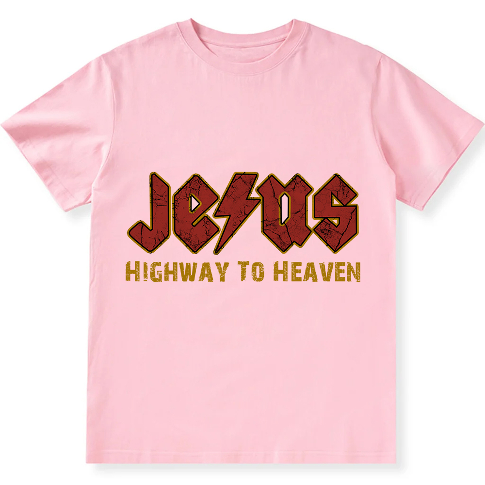 Jesus Highway To Heaven Unisex Fit Cotton T-Shirt wearishow