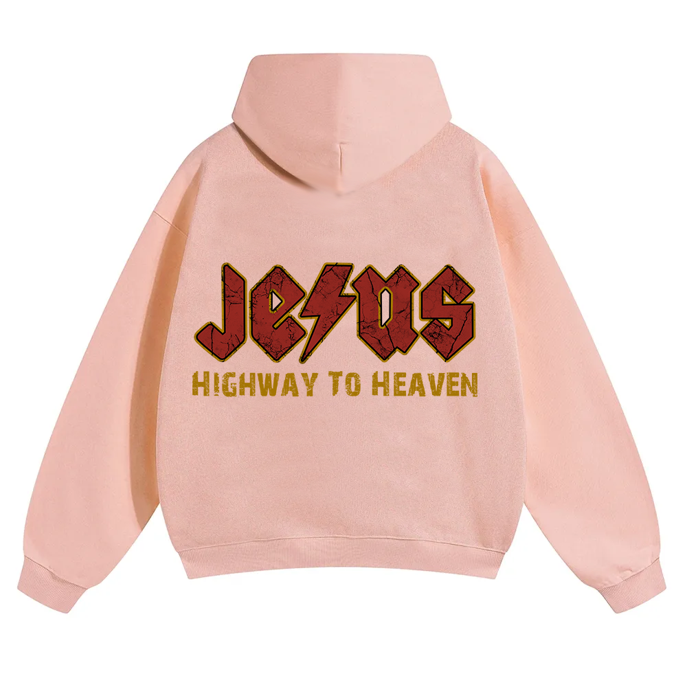 Jesus Highway To Heaven Unisex Solid Color Hoodie wearishow