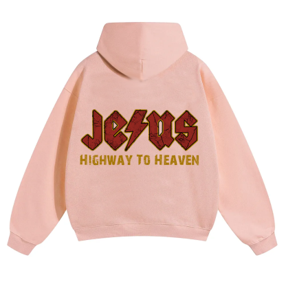 Jesus Highway To Heaven Unisex Solid Color Hoodie wearishow