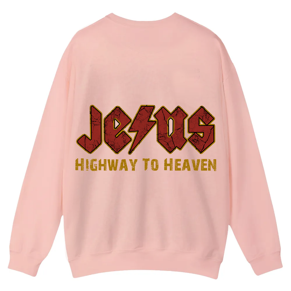Jesus Highway To Heaven Casual Crewneck Sweatshirt wearishow