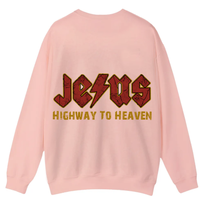 Jesus Highway To Heaven Casual Crewneck Sweatshirt wearishow