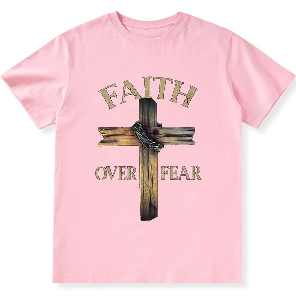 Faith Over Fear Cross Unisex Fit Cotton T-Shirt wearishow