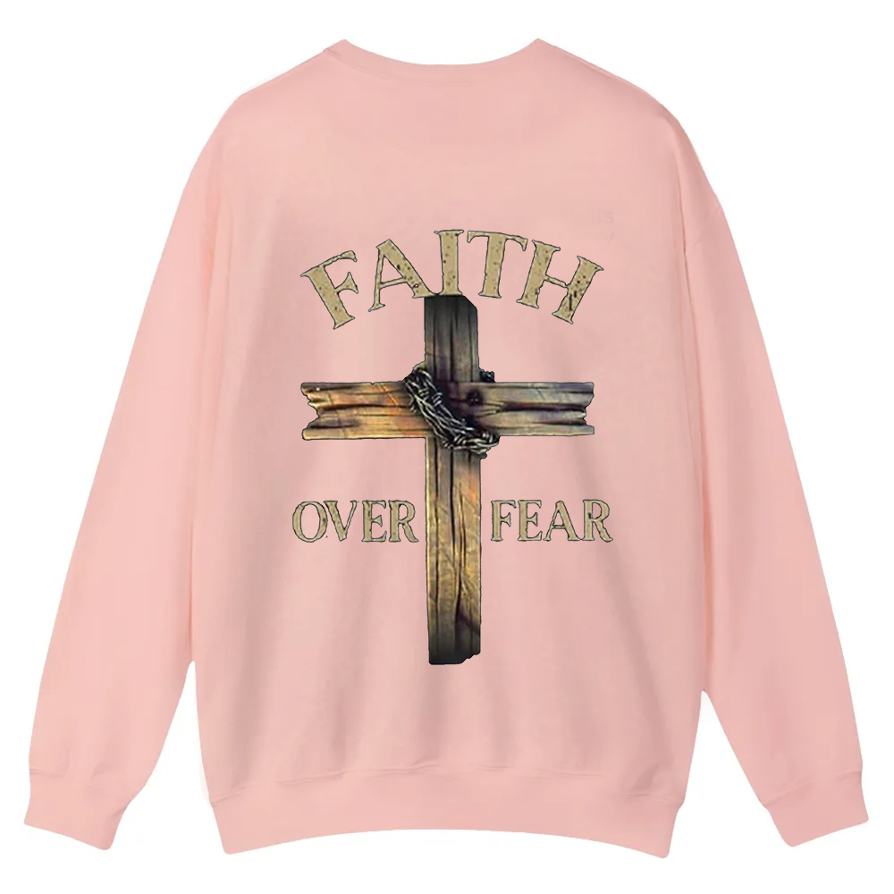 Faith Over Fear Cross Casual Crewneck Sweatshirt wearishow