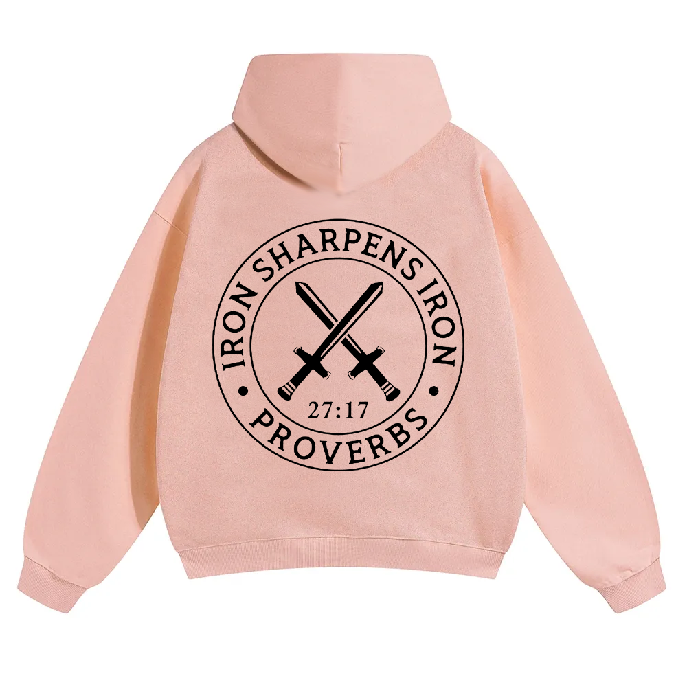 Iron Sharpens Iron PRVOERBS 27:17 Christian Unisex Solid Color Hoodie wearishow