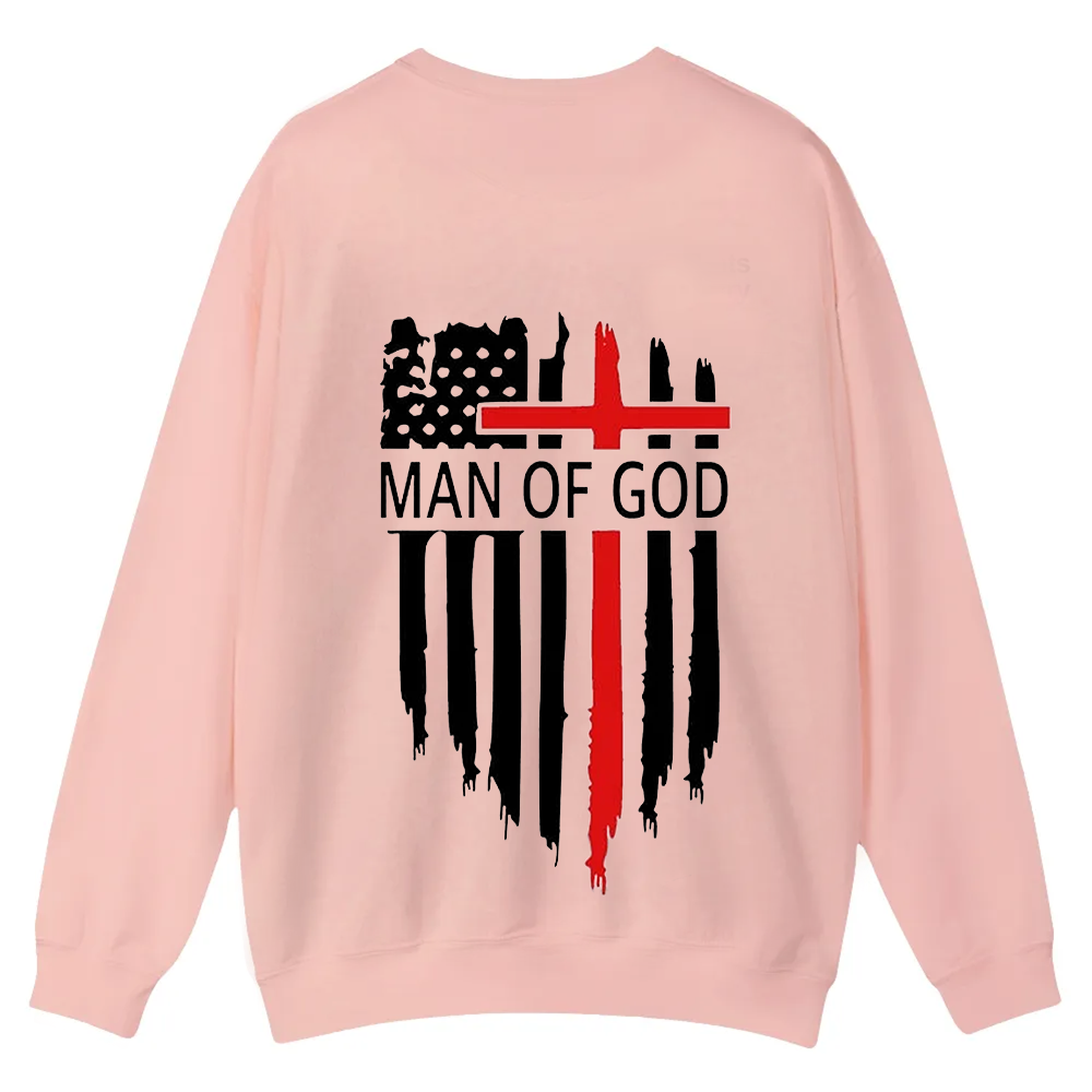 Man Of God Chrsitian Casual Crewneck Sweatshirt wearishow