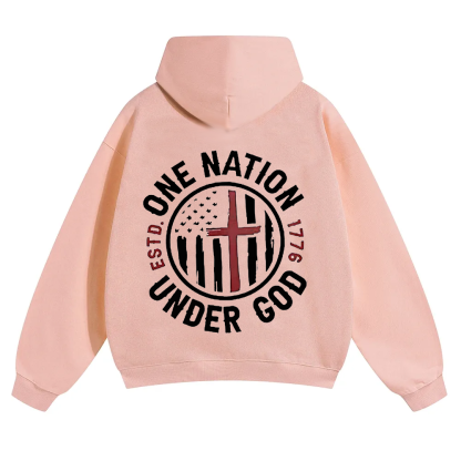 One Nation Under God ESTD 1776 Unisex Solid Color Hoodie wearishow