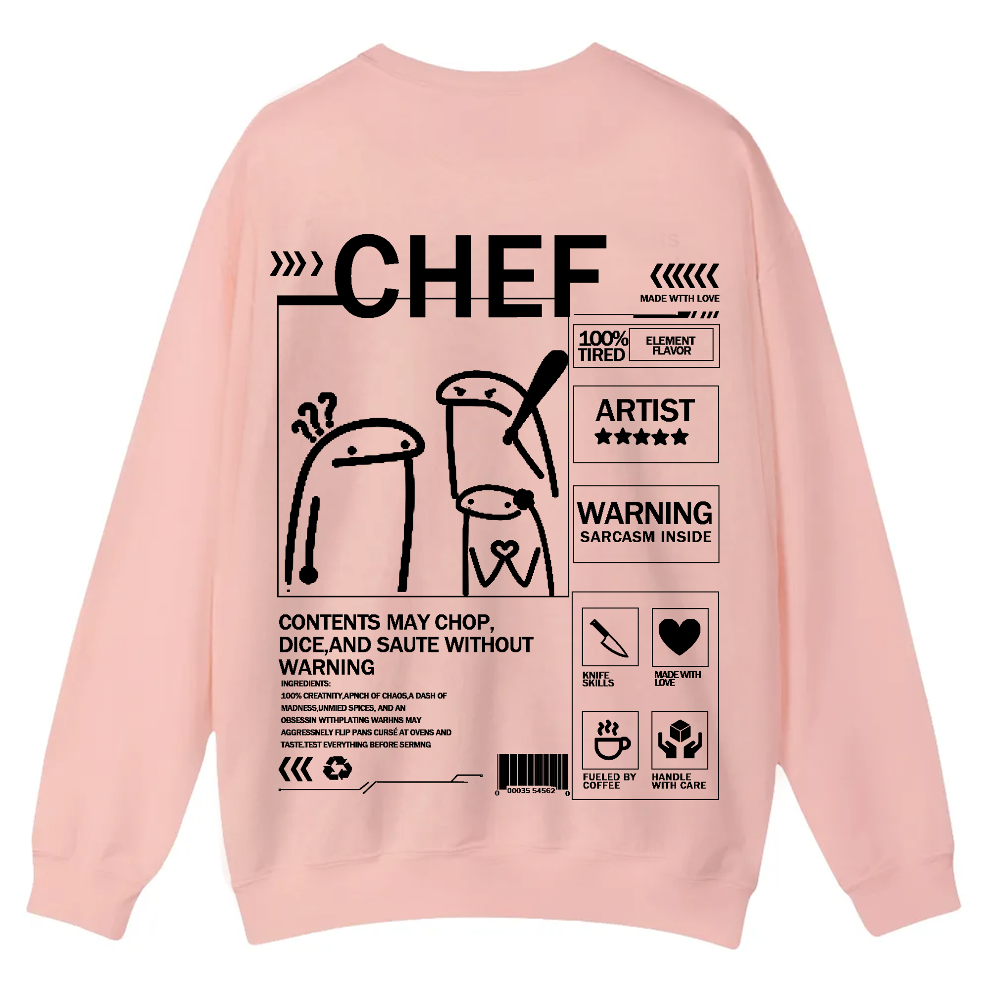 Chef Solid Color Unisex Casual Crewneck Sweatshirt
