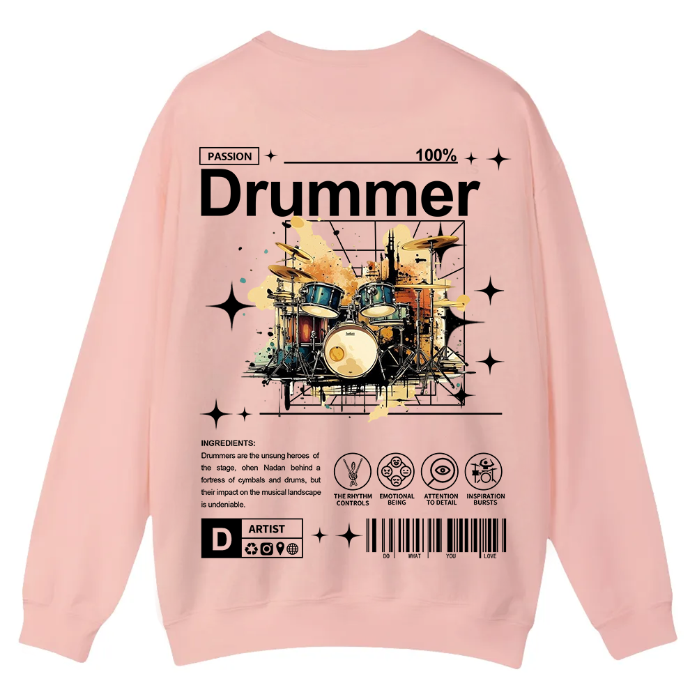 Drummer Casual Crewneck Sweatshirt wearishow