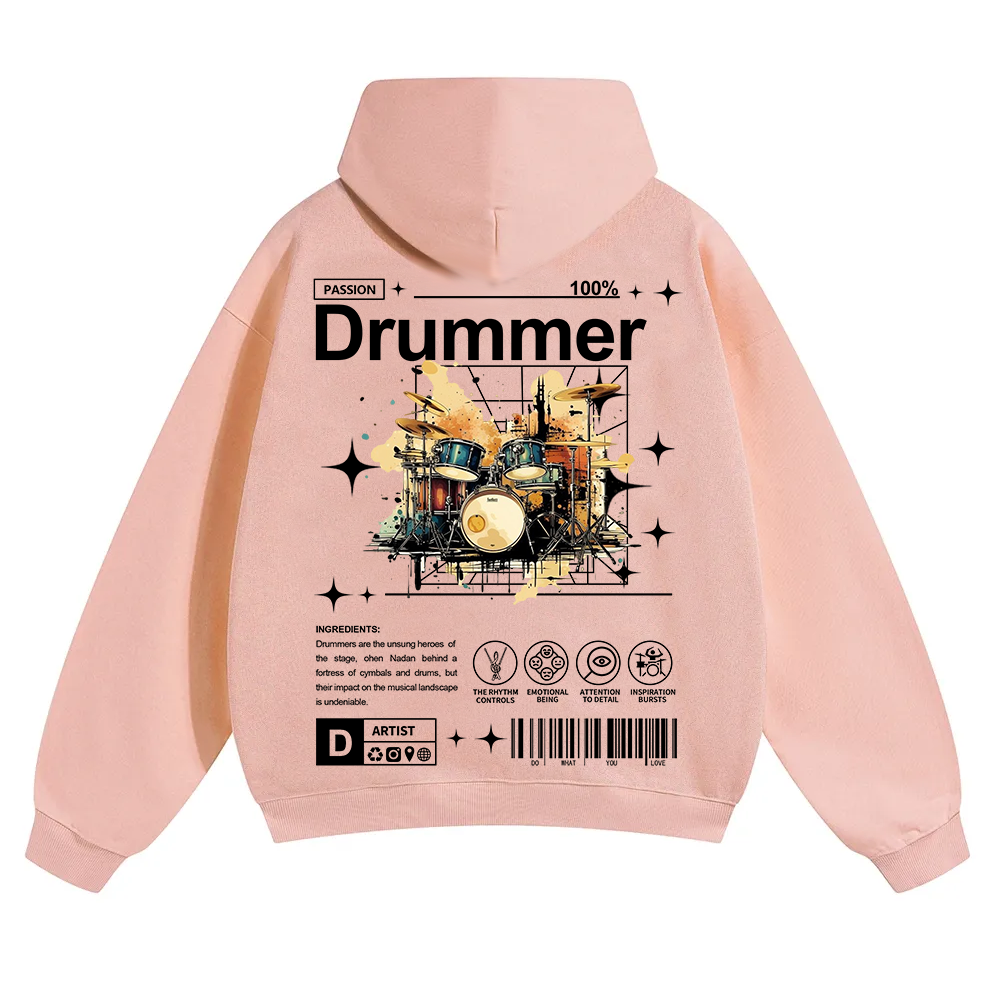 Drummer Unisex Solid Color Hoodie wearishow
