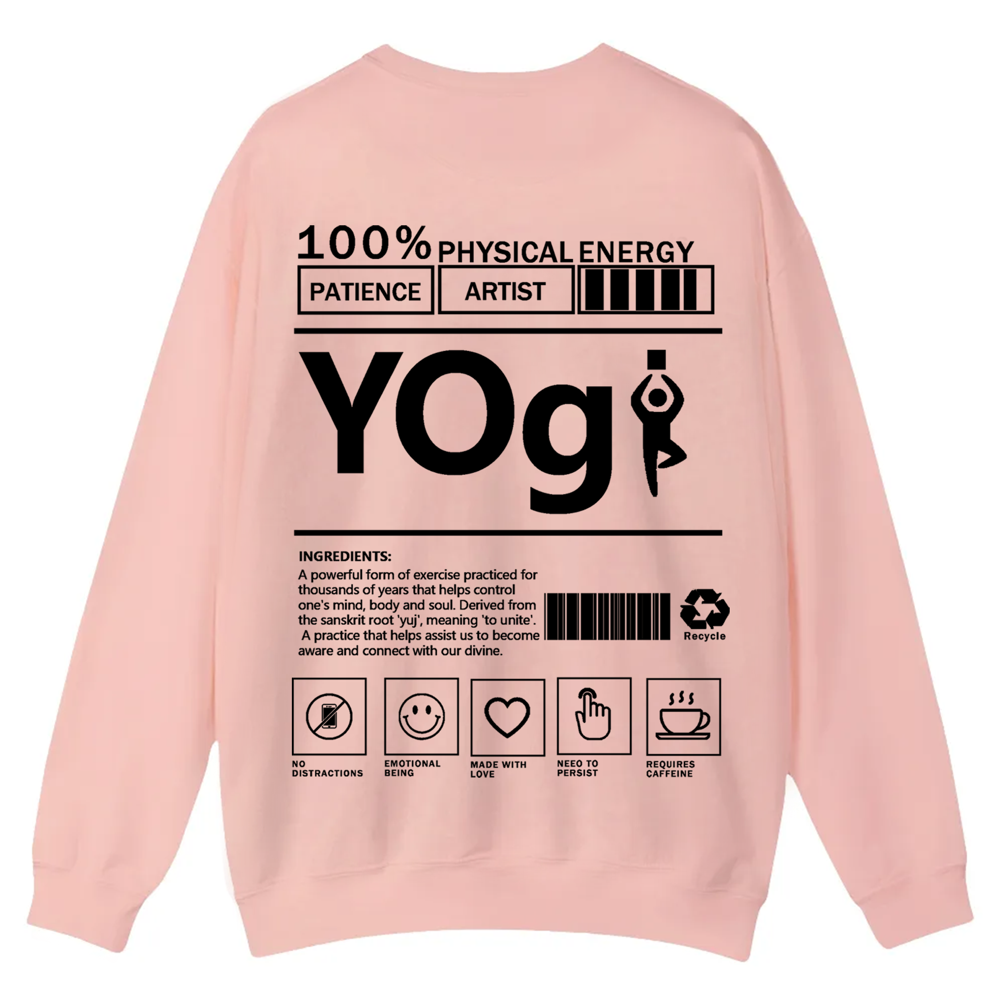 Yogi Solid Color Unisex Casual Crewneck Sweatshirt