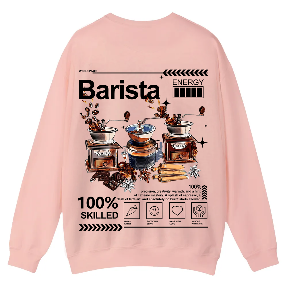 Barista Casual Crewneck Sweatshirt wearishow
