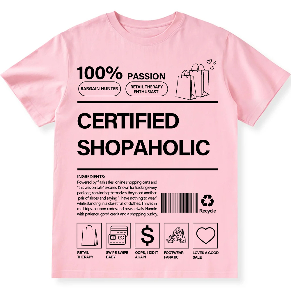 Certified Shopaholic Unisex Fit Cotton T-Shirt wearishow