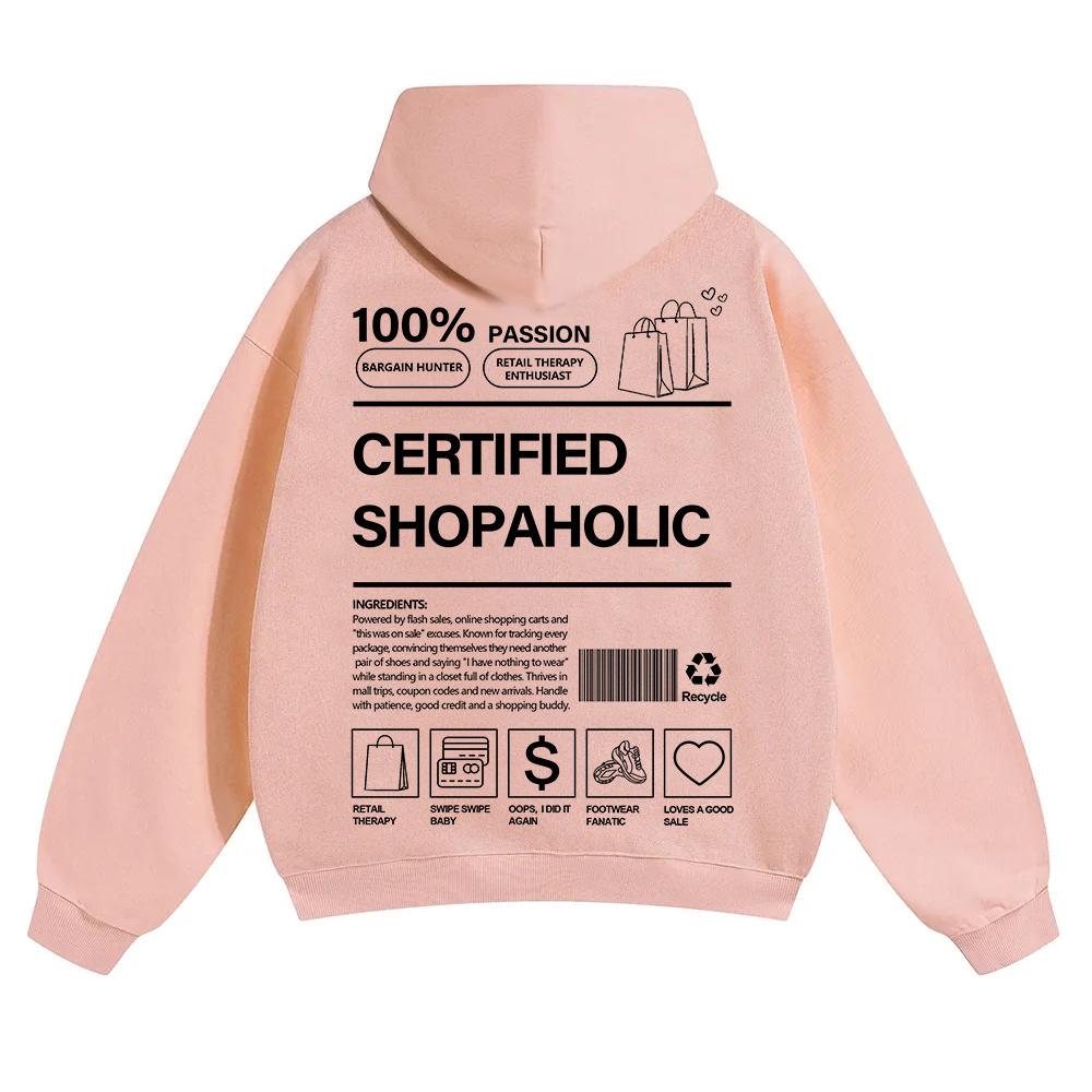 Certified Shopaholic Unisex Solid Color Hoodie wearishow