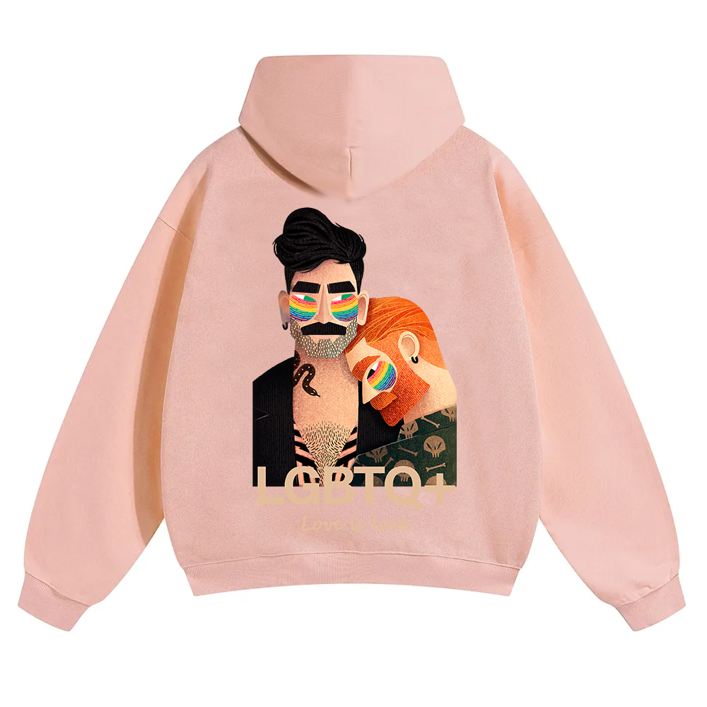 Lgbtq+ Love Is Love Unisex Solid Color Hoodie wearishow