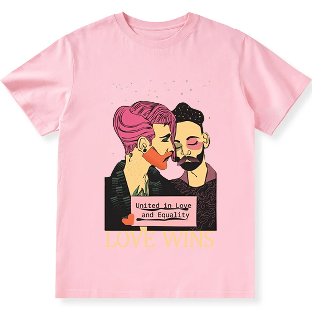 United in Love and Equality Love Wins Unisex Fit Cotton T-Shirt wearishow