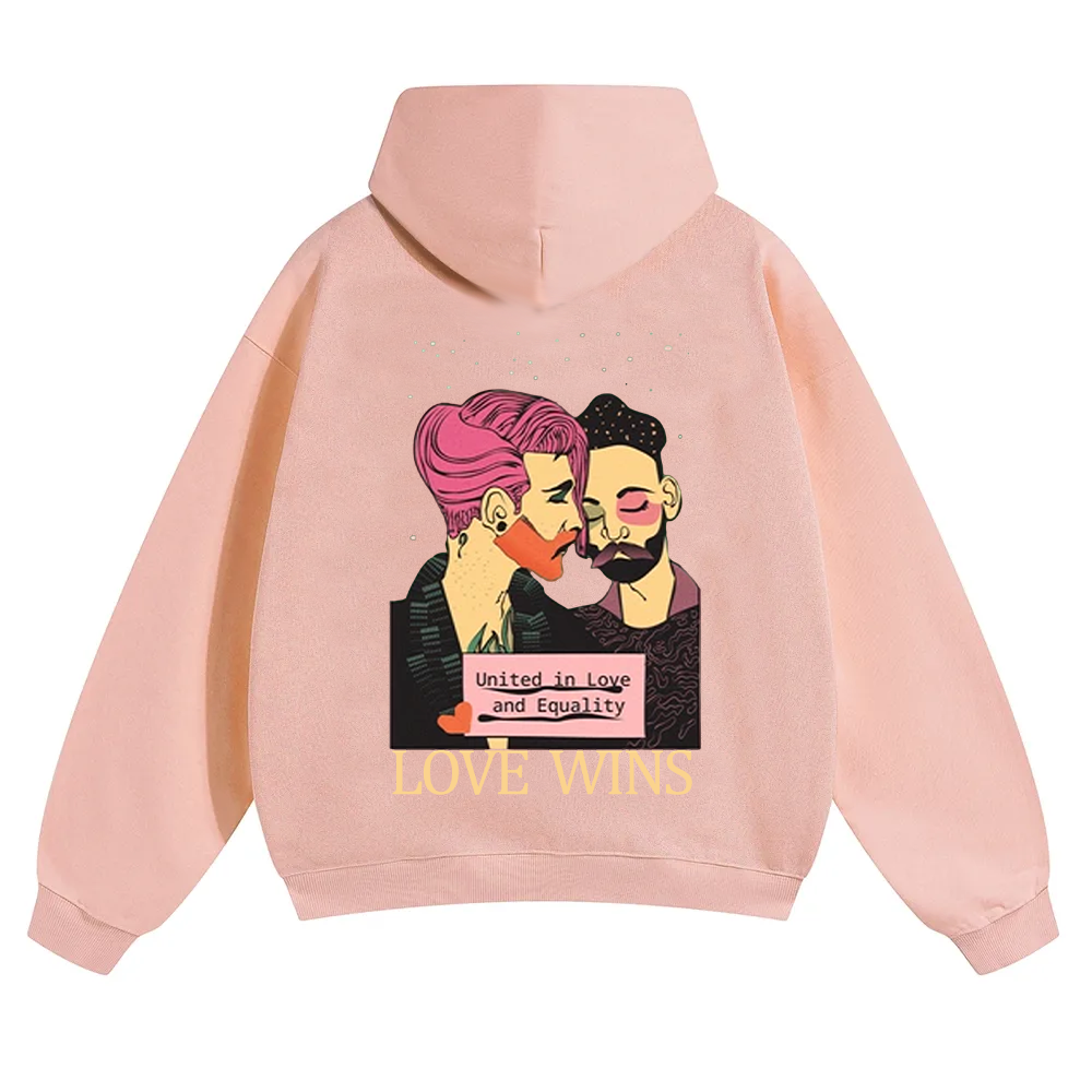 United in Love and Equality Love Wins Unisex Solid Color Hoodie wearishow
