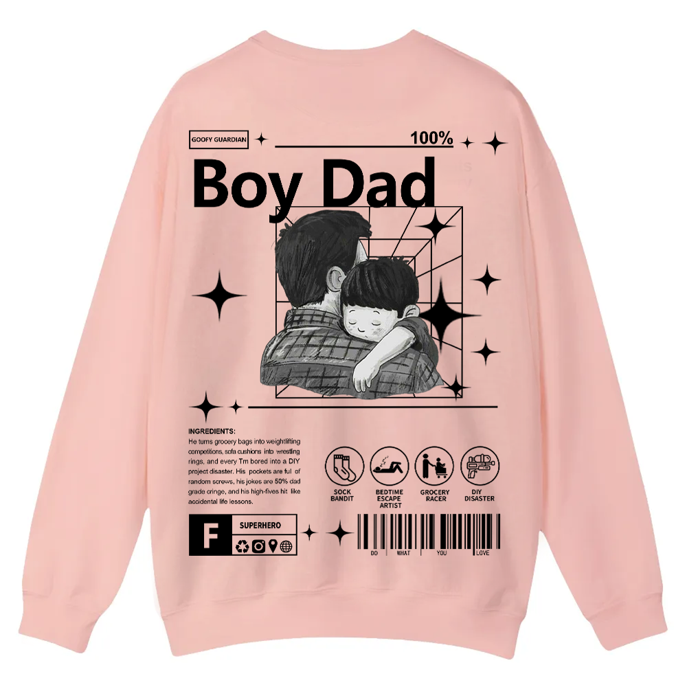 Boy Dad Casual Crewneck Sweatshirt wearishow