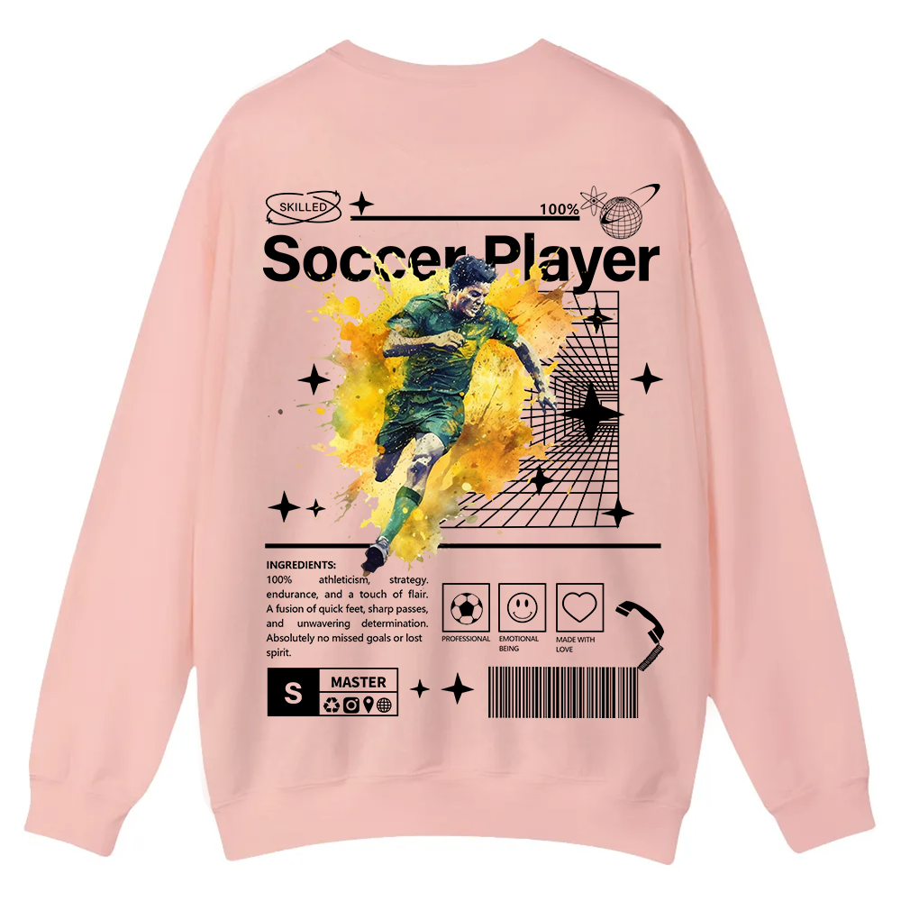 Soccer Player Casual Crewneck Sweatshirt wearishow