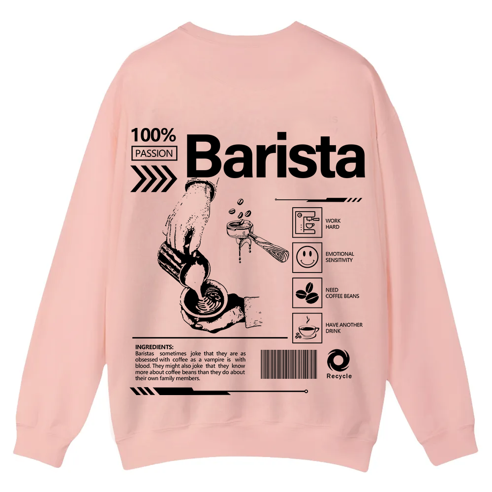Barista Casual Crewneck Sweatshirt wearishow