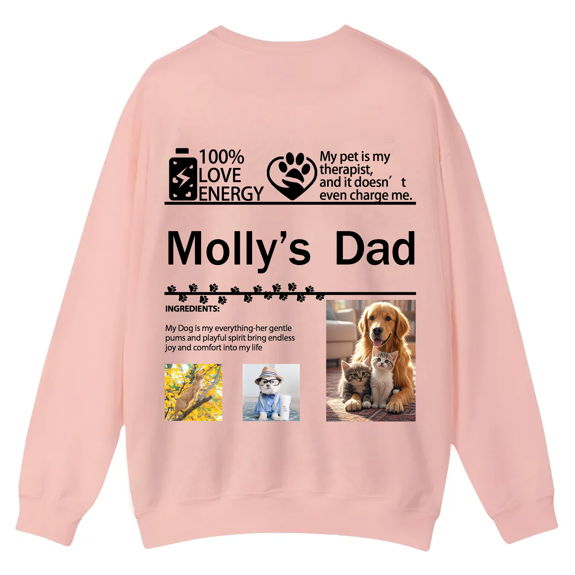 Pet Photo Creative Customized Unisex Casual Crewneck Sweatshirt