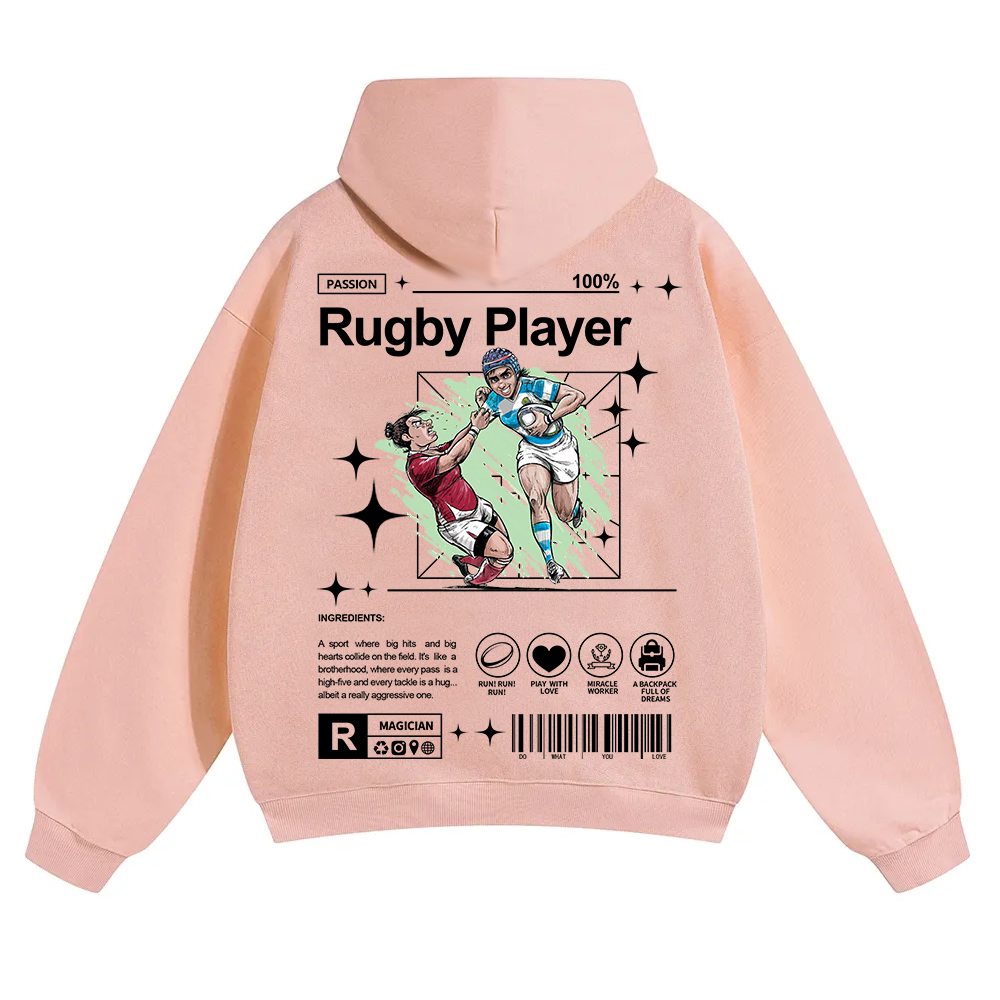 Rugby Player Unisex Solid Color Hoodie wearishow