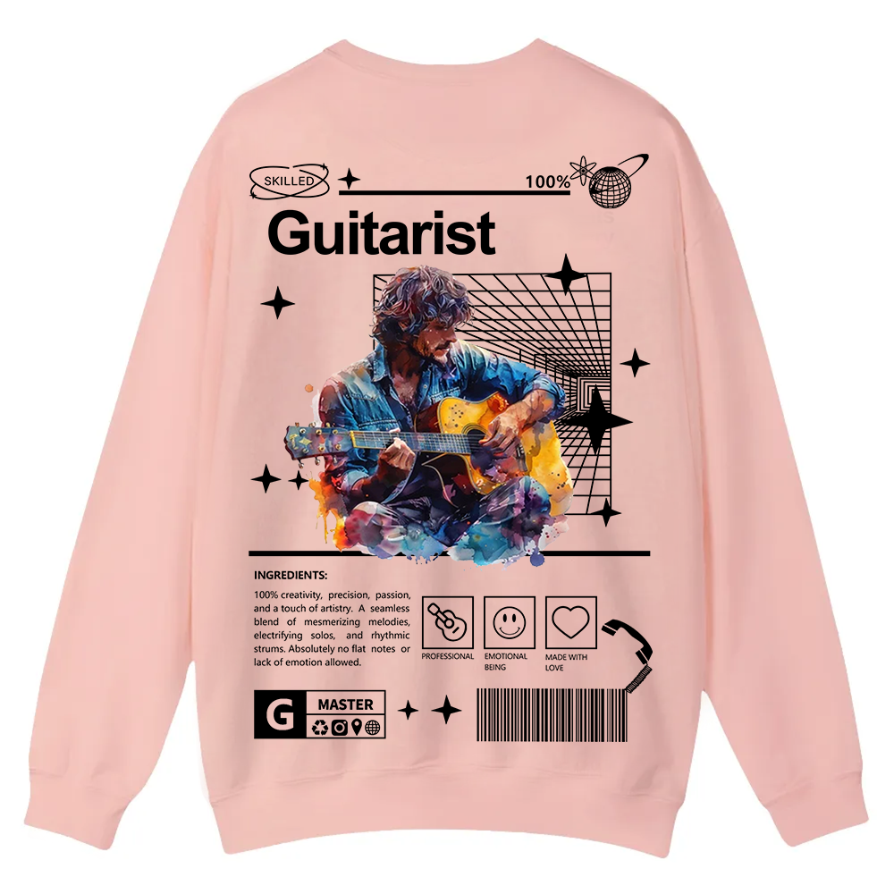 Guitarist Casual Crewneck Sweatshirt wearishow