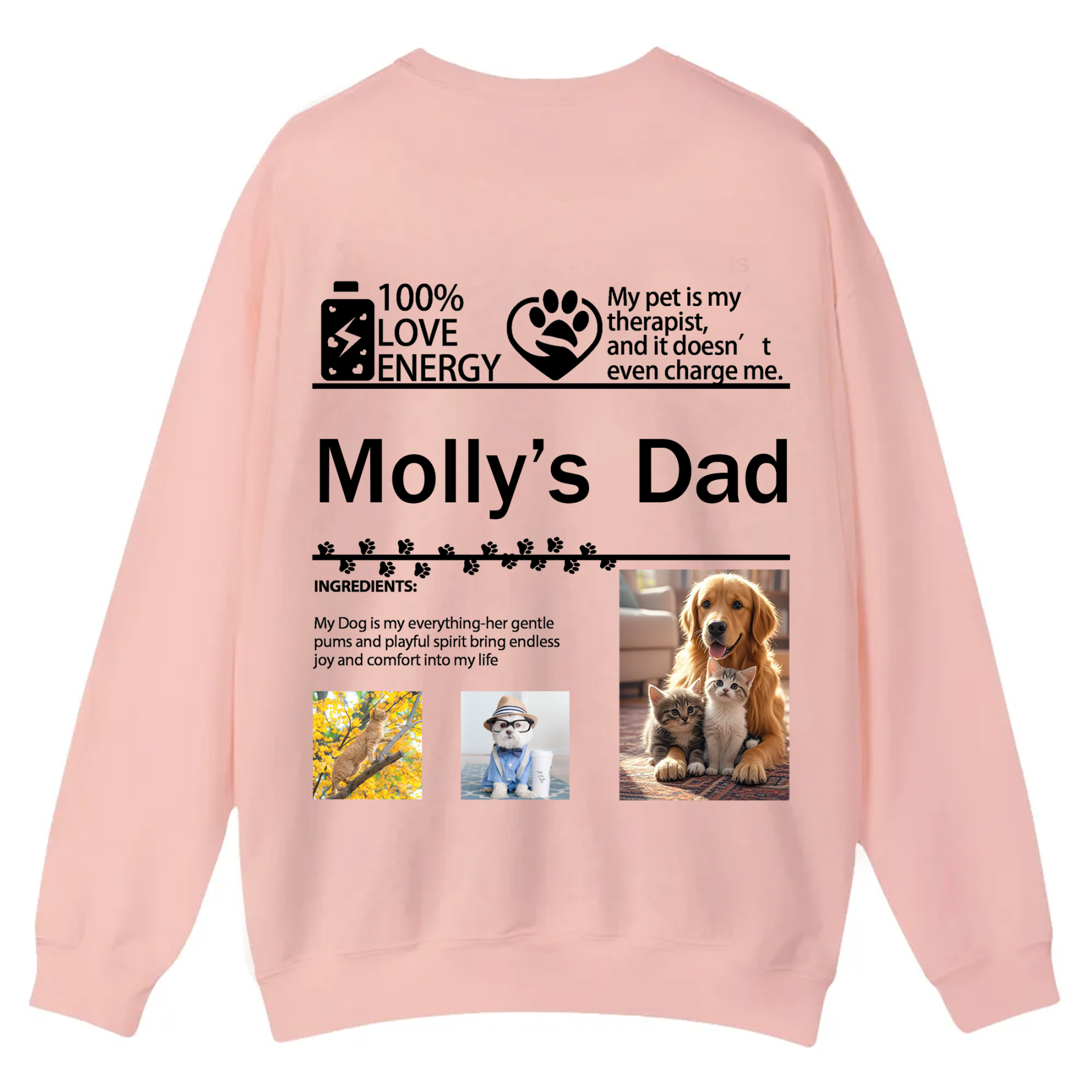 Pet Photo Creative Customized Unisex Casual Crewneck Sweatshirt