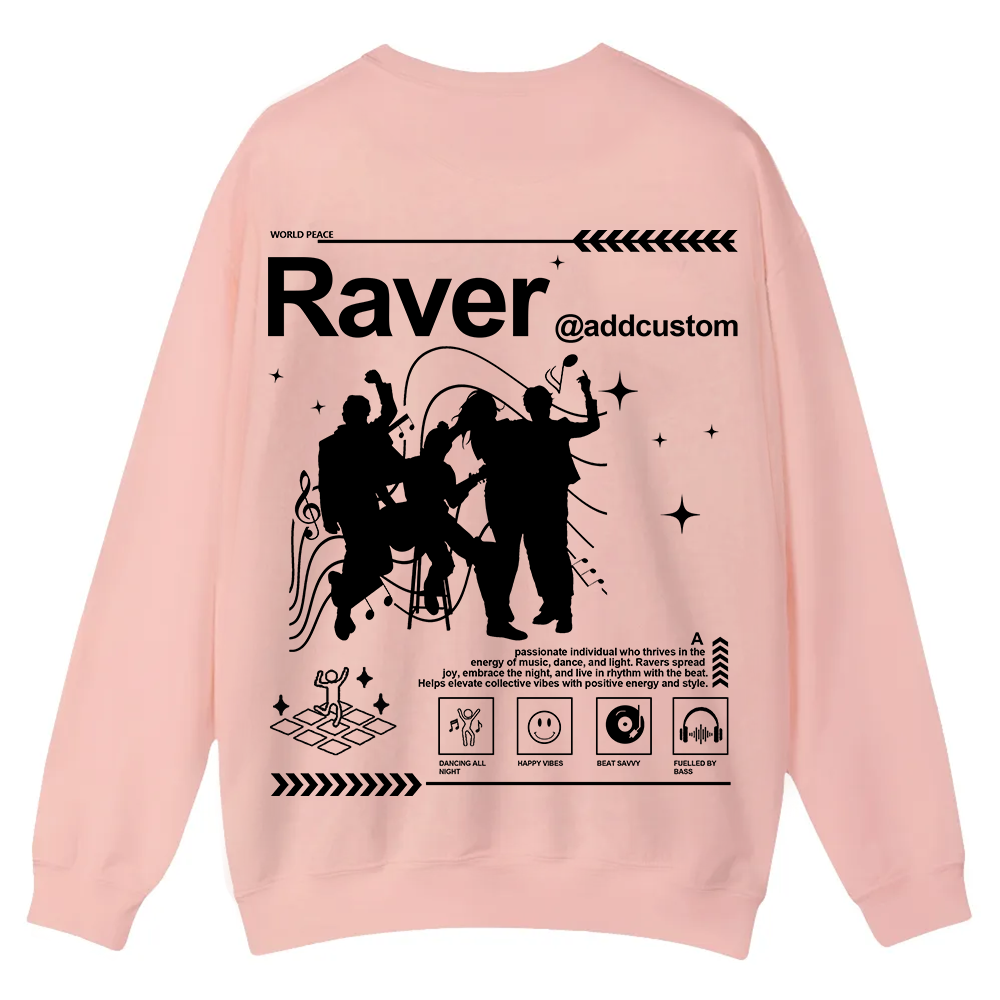 Addcustom Raver Casual Crewneck Sweatshirt wearishow