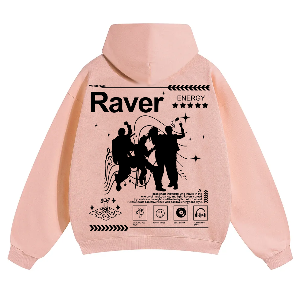 Raver Unisex Solid Color Hoodie wearishow