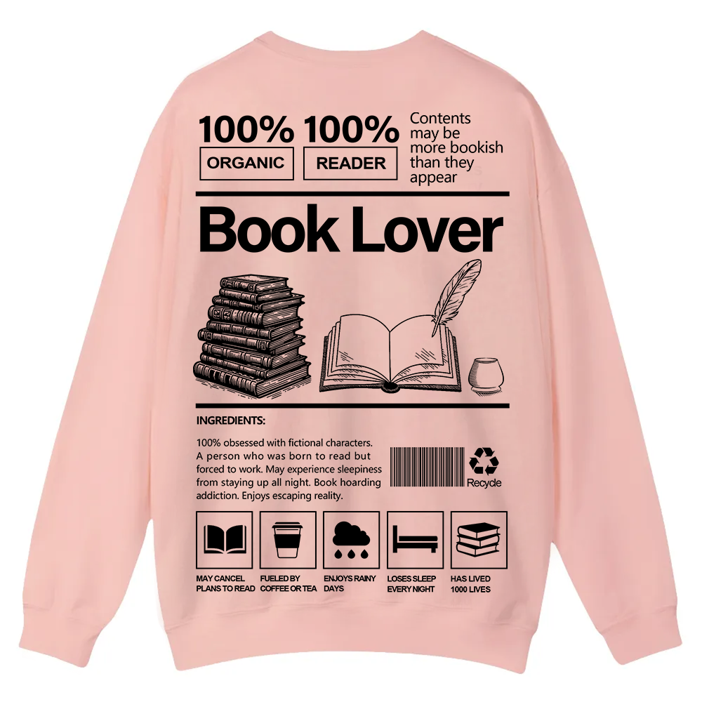 Book Lover Casual Crewneck Sweatshirt wearishow
