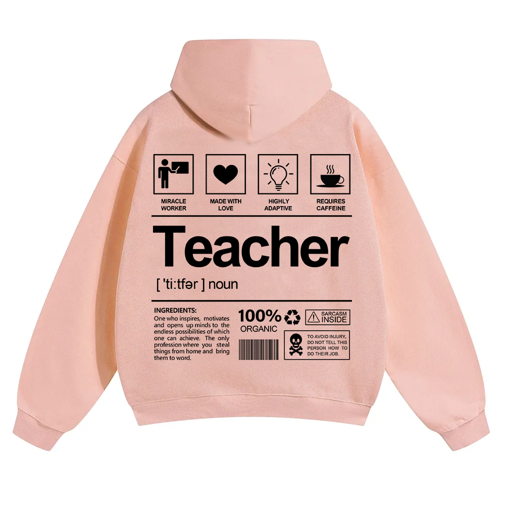 Teacher Unisex Solid Color Hoodie wearishow