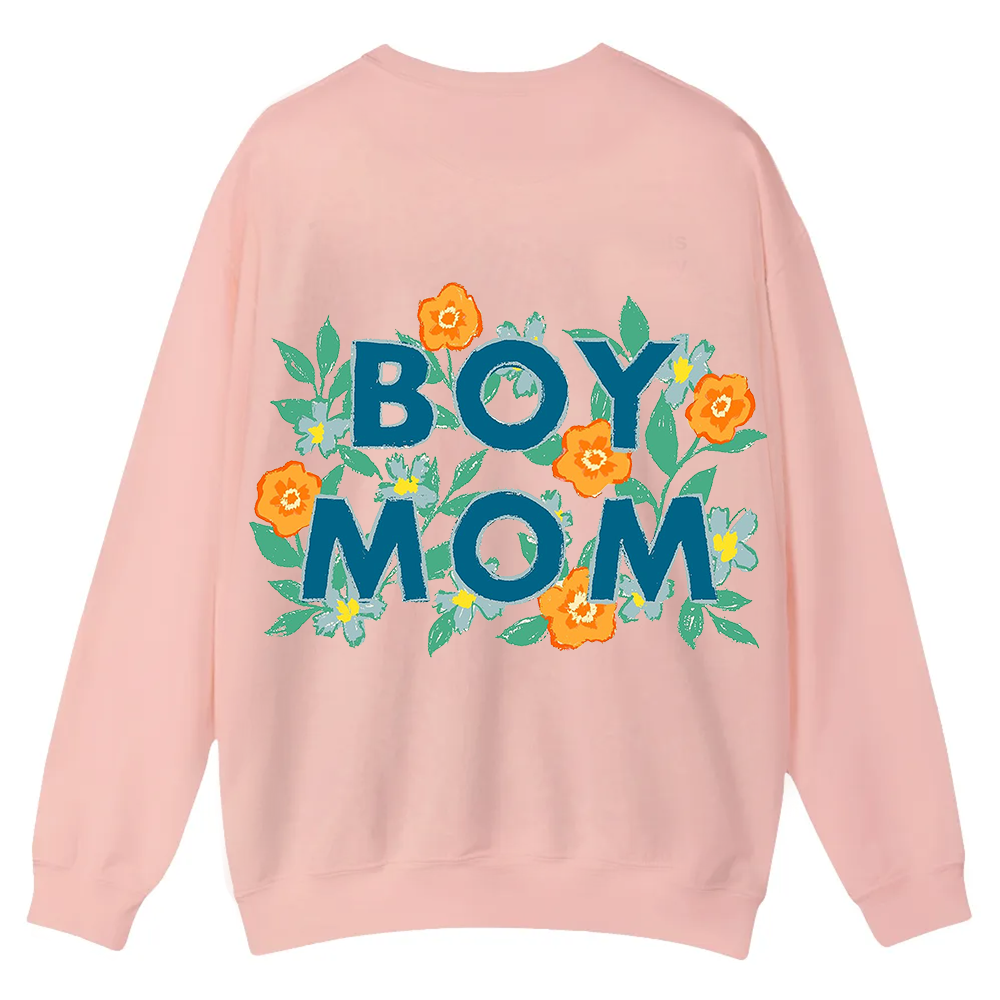 Boy Mom Casual Crewneck Sweatshirt wearishow