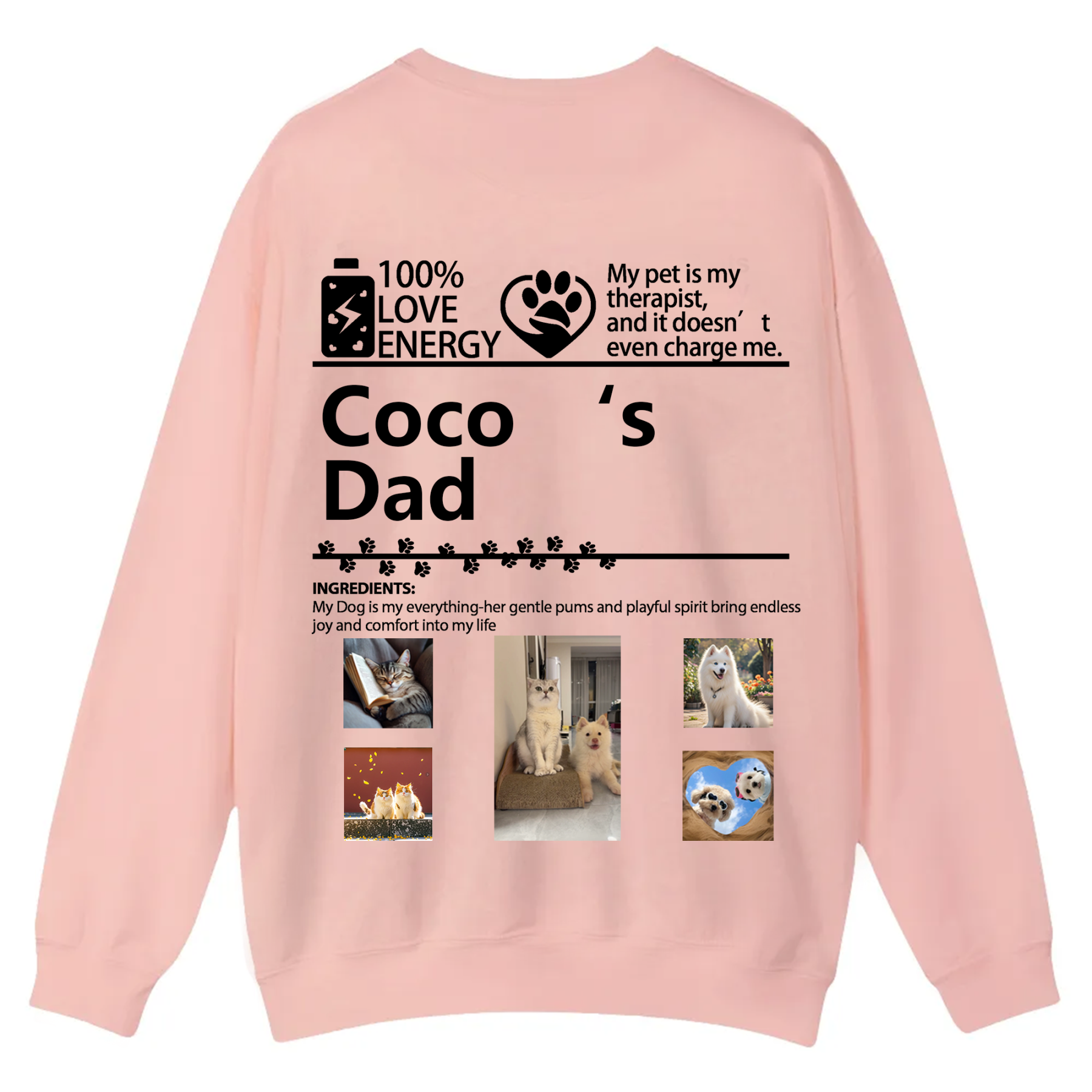 Pets Photos Creative Customized Unisex Casual Crewneck Sweatshirt