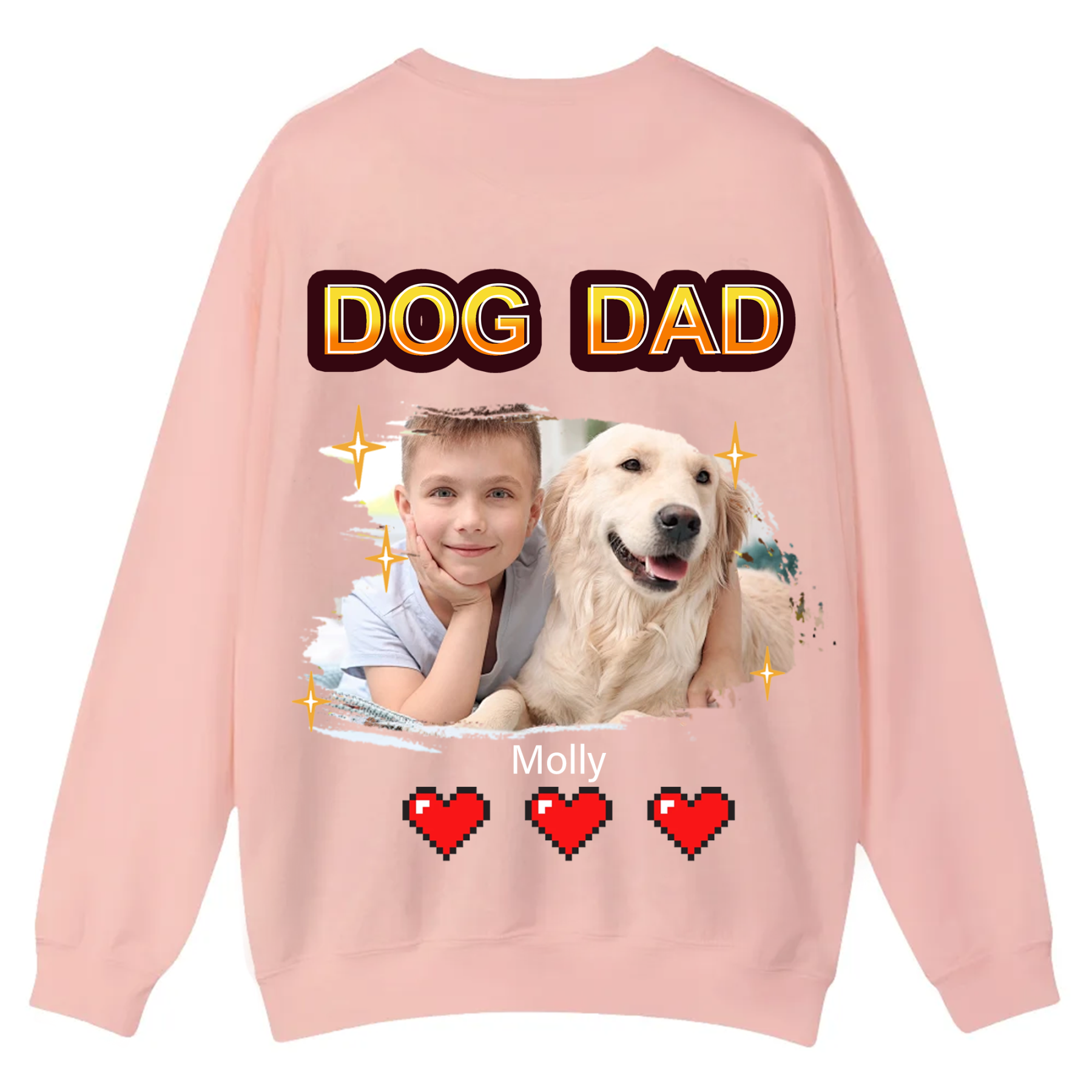 Dog Mom Pixel Photo - Personalized Custom Unisex Casual Crewneck Sweatshirt