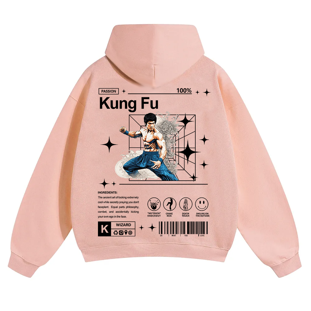 Kung Fu Unisex Solid Color Hoodie wearishow