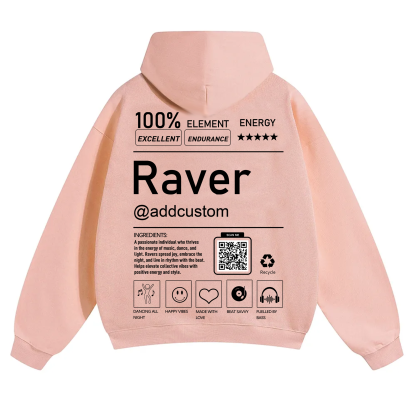 Addcustom QR Code Raver Solid Color Hoodie wearishow