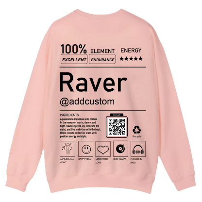 Addcustom QR Code Raver Casual Crewneck Sweatshirt wearishow