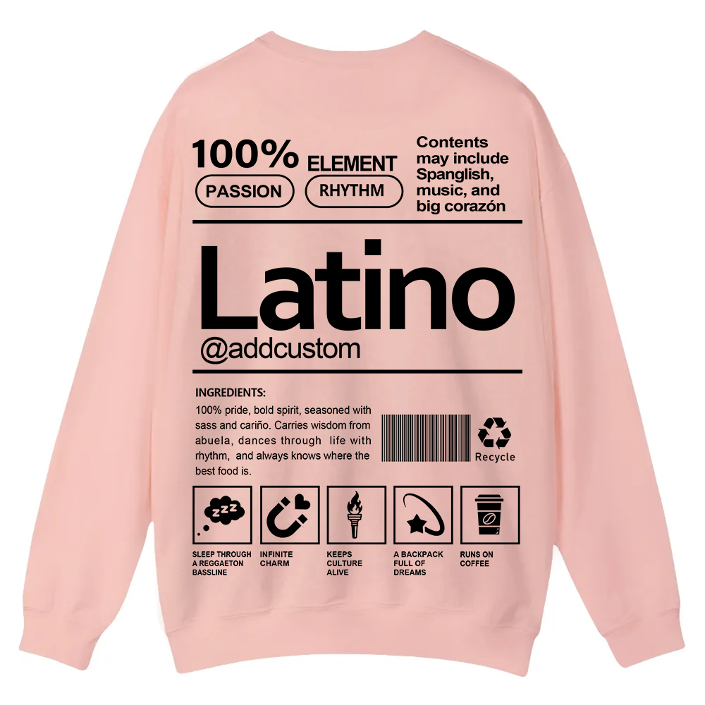 Latino Addcustom Unisex Fit  Casual Crewneck Sweatshirt wearishow