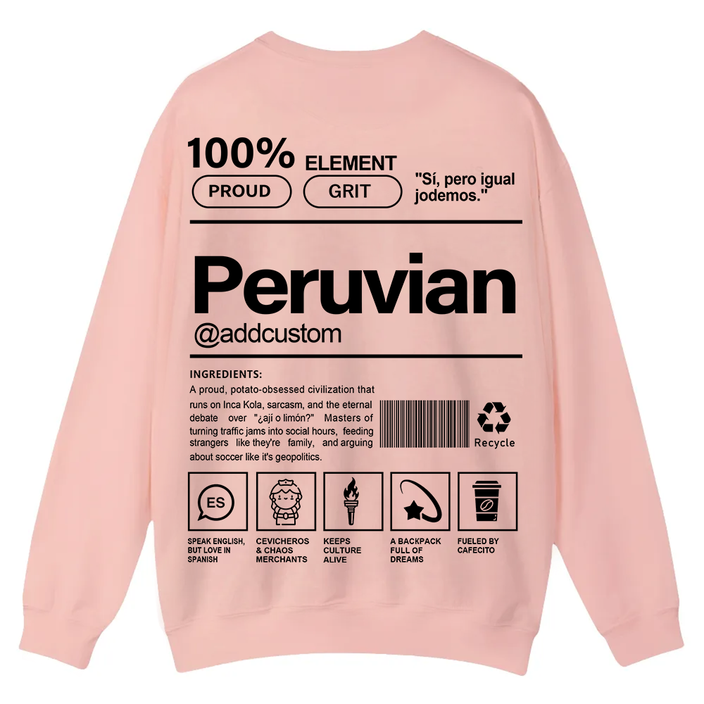 Peruvian Addcustom Unisex Fit  Casual Crewneck Sweatshirt wearishow