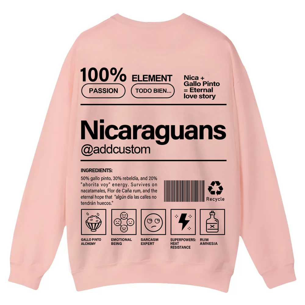 Nicaraguans Addcustom Unisex Fit  Casual Crewneck Sweatshirt wearishow