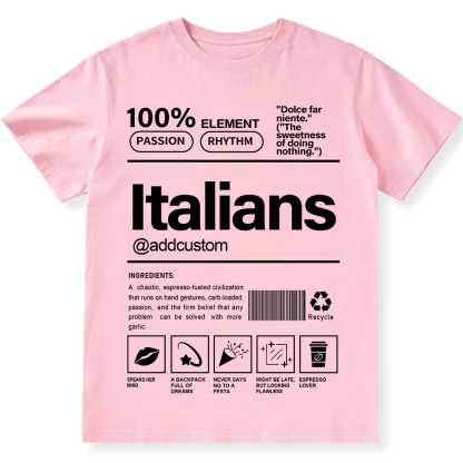 Italians Addcustom Unisex Fit  Cotton T-Shirt wearishow