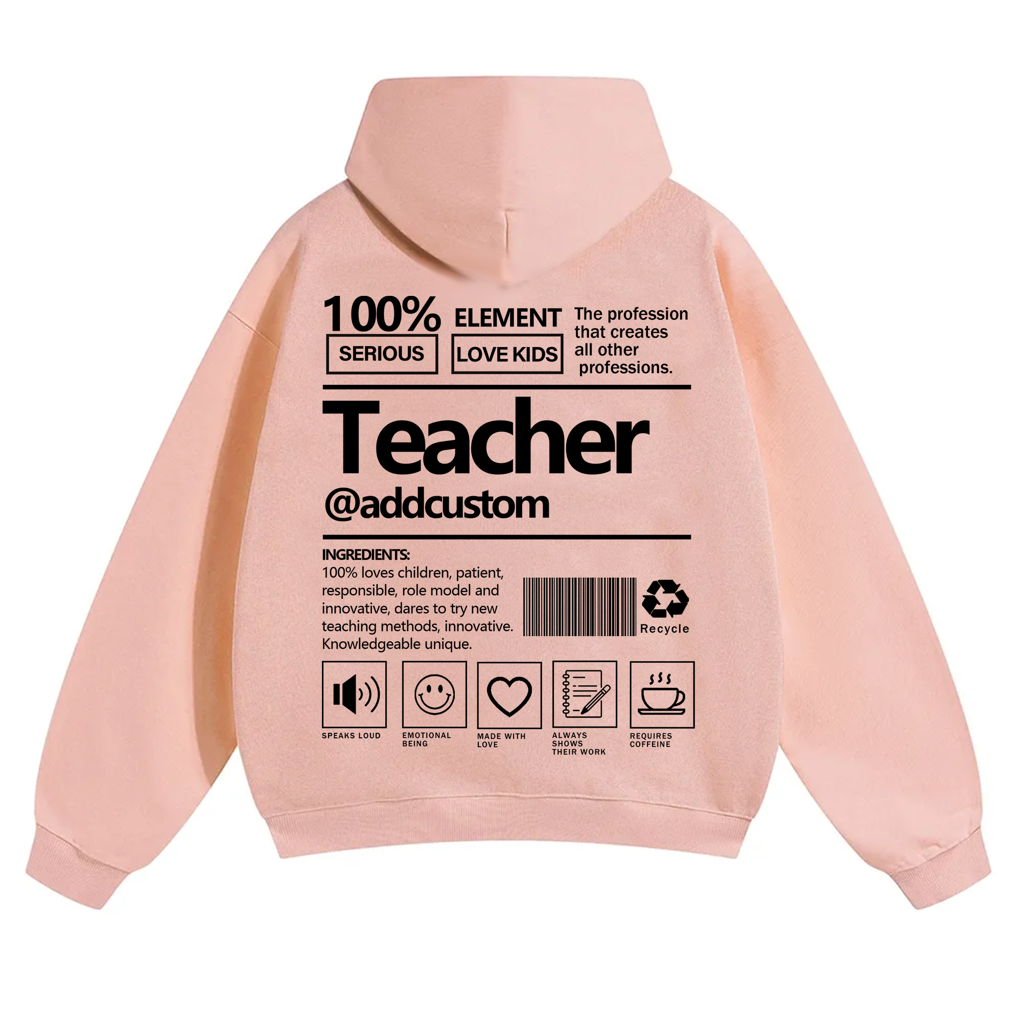 Teacher Addcustom Solid Color Hoodie wearishow