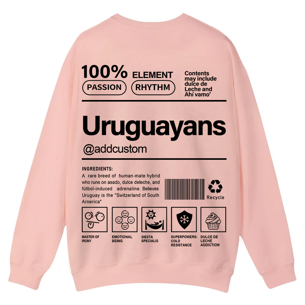 Uruguayans Addcustom Unisex Fit  Casual Crewneck Sweatshirt wearishow
