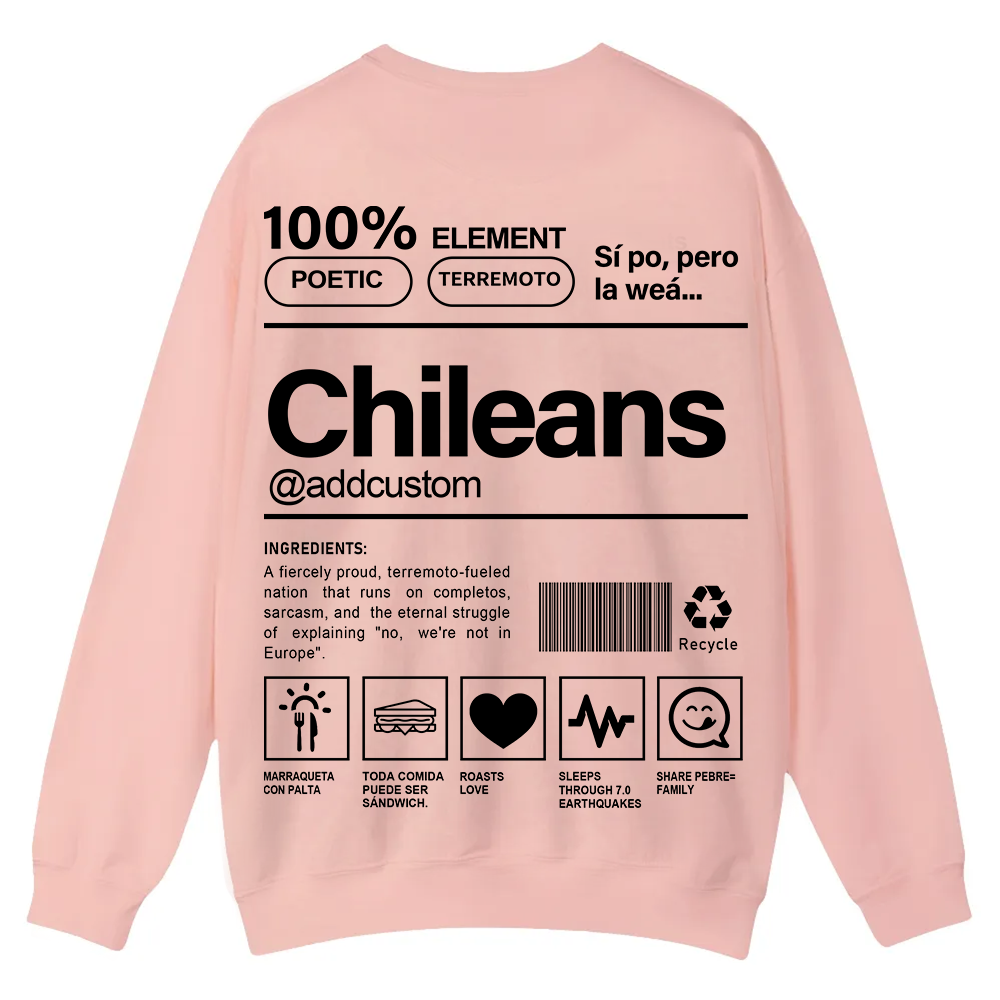 Chileans Addcustom Unisex Fit  Casual Crewneck Sweatshirt wearishow